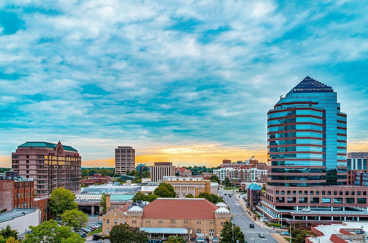 Durham, North Carolina skyline — garage door repair service area